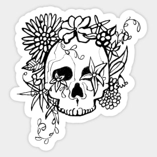 skull and flowers Sticker